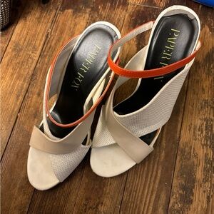 Paper Fox Cream and Orange Heels
